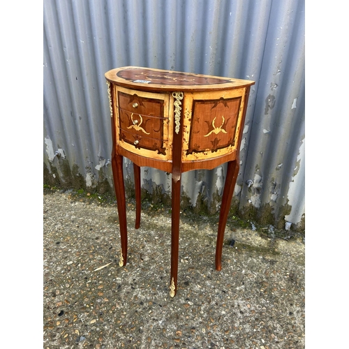 251 - An Italian style inlaid three drawer hall table with gilt mounts 45x25x72