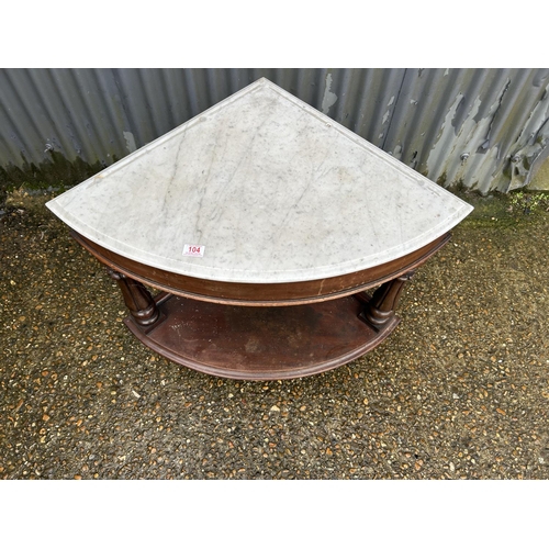104 - A Victorian mahogany marble top corner washstand