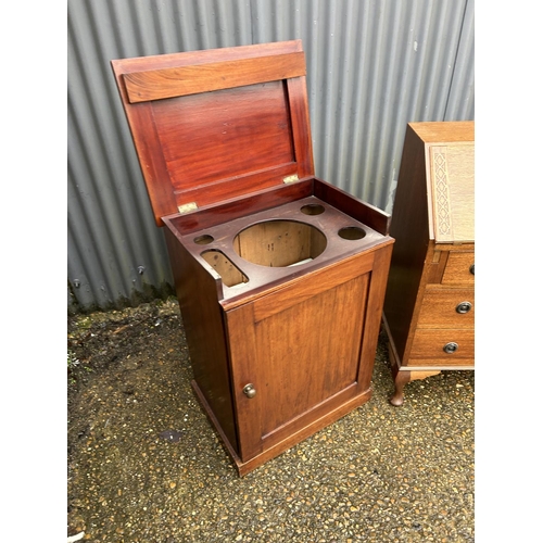 106 - A mahogany bureau together with a Victorian cabinet washstand