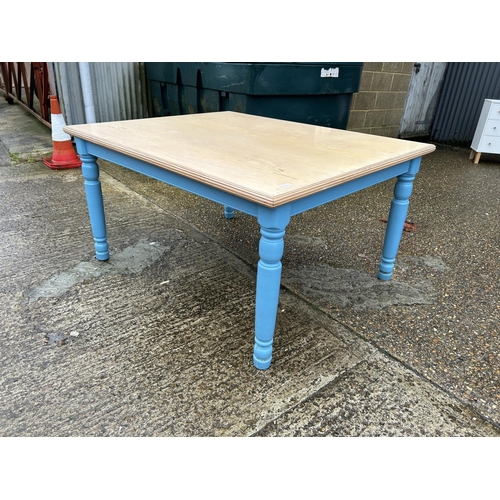 111 - A blue painted kitchen table 155x123