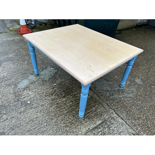 111 - A blue painted kitchen table 155x123