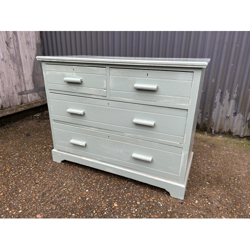 158 - A duck egg blue painted chest of four drawers