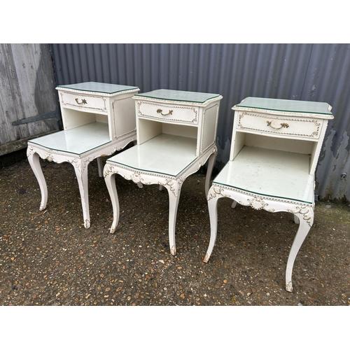 162 - Three french white painted bedsides