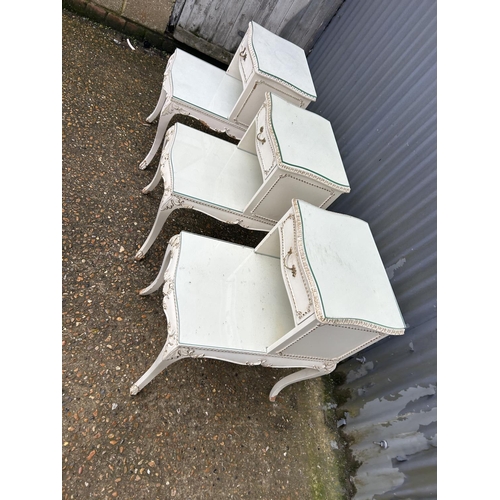 162 - Three french white painted bedsides