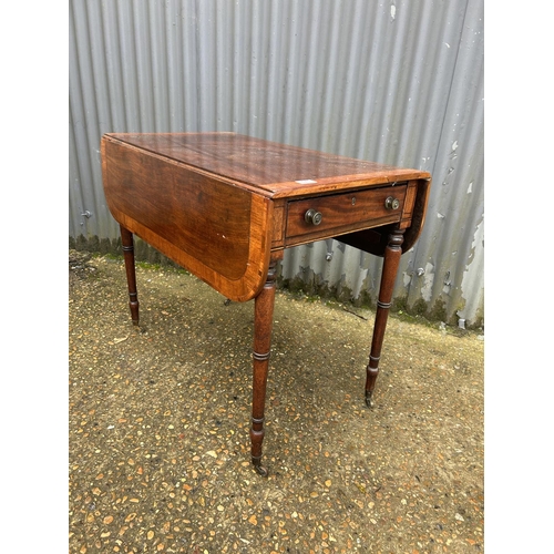 171 - A Victorian mahogany drop leaf Pembroke table with single drawer and one dummy drawer 88X50X72