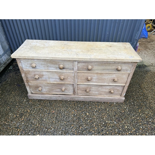 182 - A large country pine chest of six drawers 160x50x84