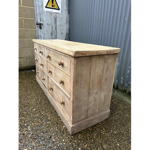 182 - A large country pine chest of six drawers 160x50x84