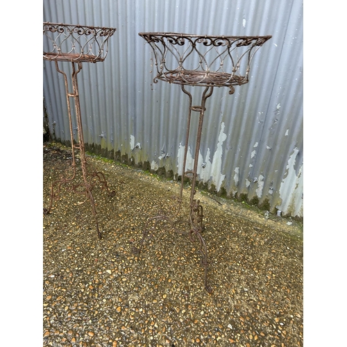 185 - A pair of vintage metalwork ornate plant stands 107cm tall