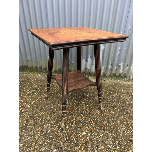 187 - A continental mahogany square occasional table with decorative glass eagles feet /glass ball feet 59... 