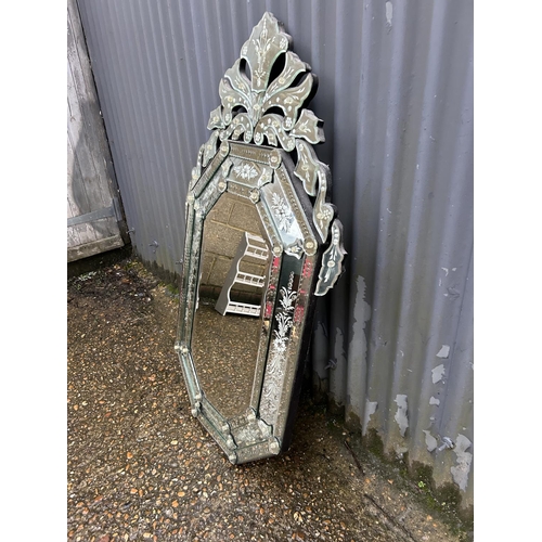 196 - A large venetian style wall mirror 73x128