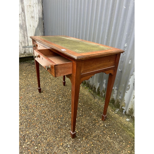 208 - An Edwardian mahogany inlaid two drawer writing table 90x46x75