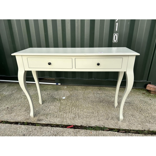 261 - A modern white painted two drawer hall table by LAURA ASHLEY 110x36x78