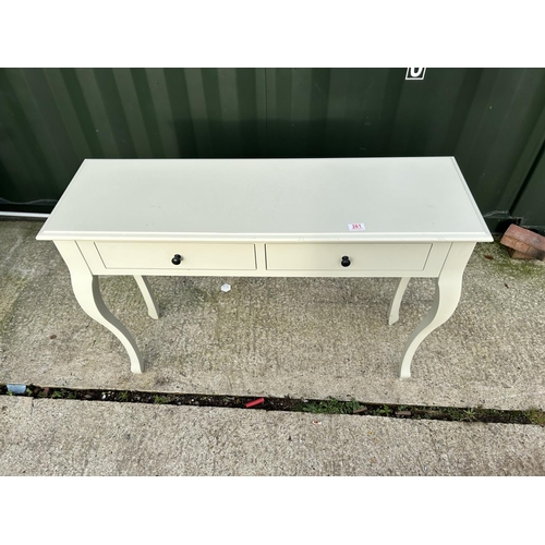 261 - A modern white painted two drawer hall table by LAURA ASHLEY 110x36x78