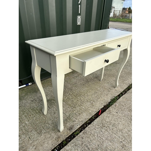 261 - A modern white painted two drawer hall table by LAURA ASHLEY 110x36x78