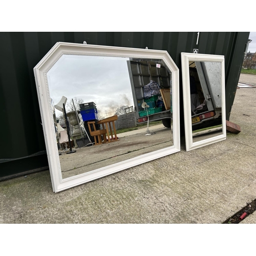 276 - Two large white painted overmantle mirrors