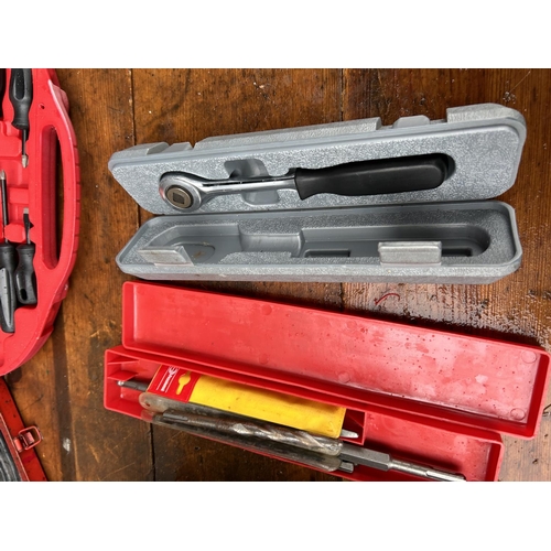 362 - A Sealey punch set together with various plier, spanners, wrenches etc