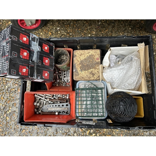 368 - Two trays of nuts, bolts, rivets and other assorted fixings