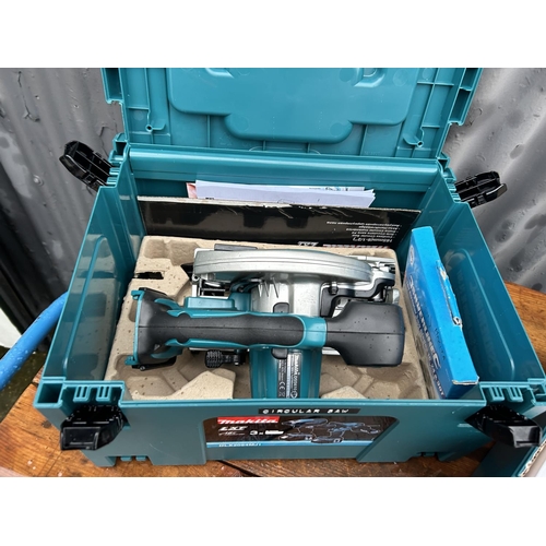 373 - A cased Makita three part cordless set consisting of circular saw DSS610, jigsaw DJV180 and sander D... 