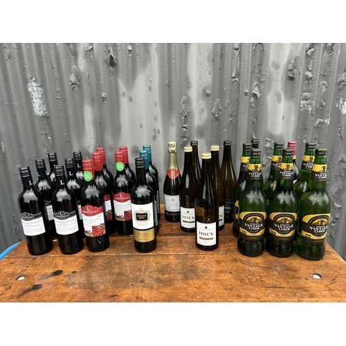 381 - 28 Bottles of assorted red & white wines and cider