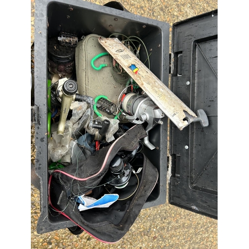 54 - Fishing box with reels together with nets etc