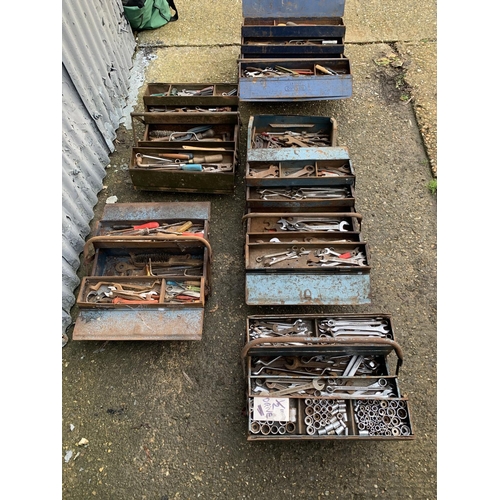 411 - Six metal Toolboxes and contents including sockets and spanners