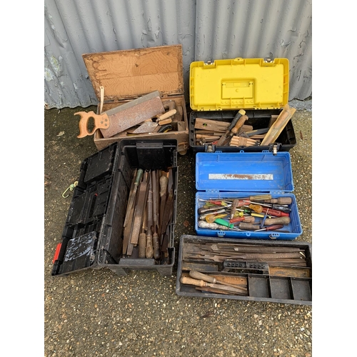 412 - Four Toolboxes and contents including carving chisels and files