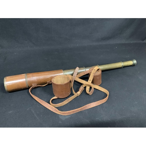 457 - Leather cased four draw telescope by Dollond of London