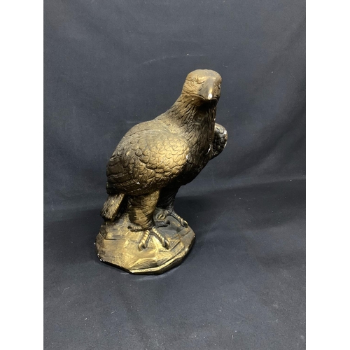 489 - Large gold painted plaster eagle figure, height  42cms