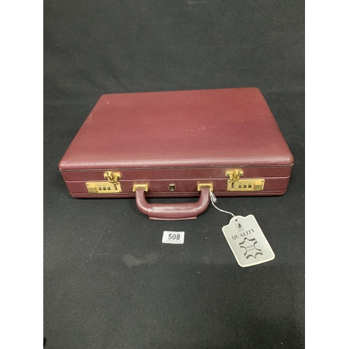 508 - Burgundy leather attaché case by Busby