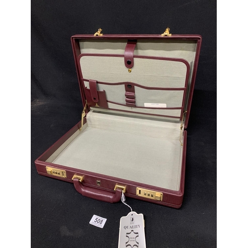 508 - Burgundy leather attaché case by Busby