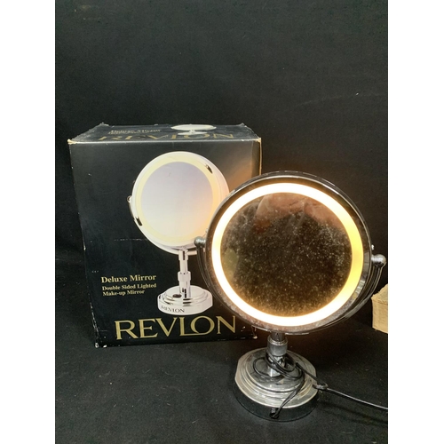 515 - Revlon double sided lighted make up mirror boxed, working