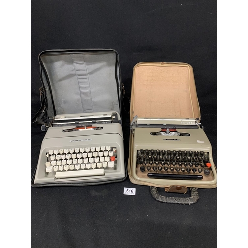 516 - Two Olivetti Vintage typewriters Lettera 35 and 22