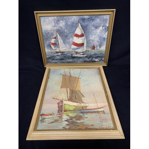 527 - 2 framed oils of sailing scenes