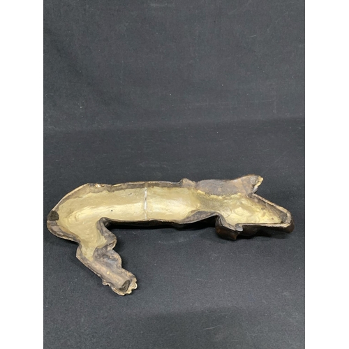 535 - Bronze sleeping dog figure, length 36cms