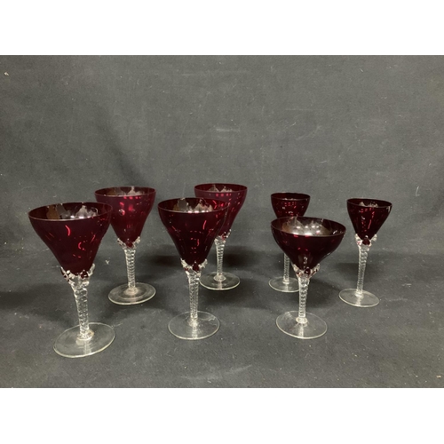 541 - 7 Ruby red drinking glasses