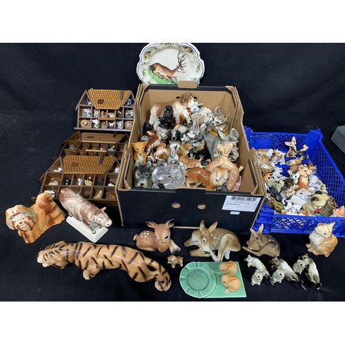 564 - Collection of assorted animal figures, Whimsies etc and 3 Brandy glass cats and mice and Rye Pottery... 