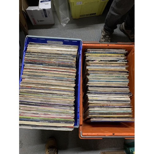 573 - 2 crates of LP's, easy listening and country music, including Dolly Parton, Beach Boys, ABBA , Disne... 