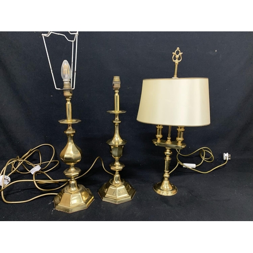 634 - 3 brass table lamps