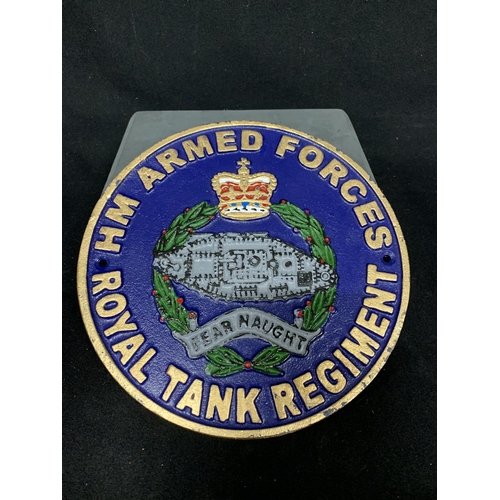 654 - Tank Corps cast Iron sign, diameter 23cms