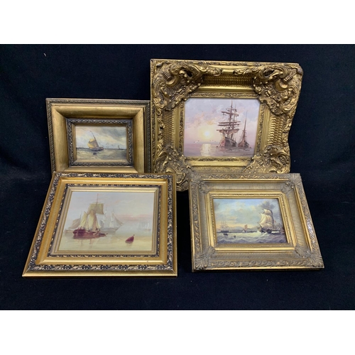 678 - 4 Reproduction gilt framed shipping pictures, largest overall 45 x 39cms