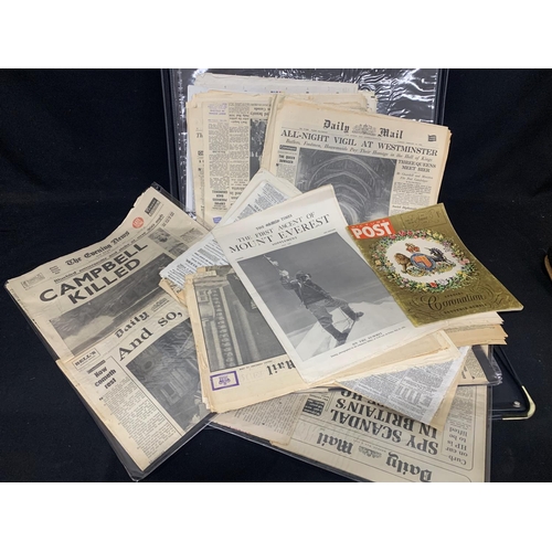 705 - Portfolio of vintage Newspapers, Commemorative and others 50's/60's