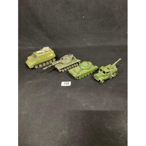 720 - Four Dinky Die Cast Military Vehicles