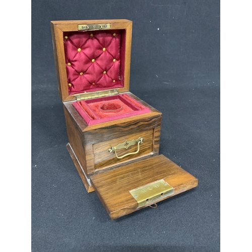 732 - Victorian Walnut Watch Stand Trinket Box 13 x 13 x 12 cms