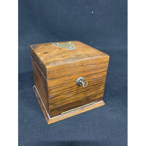 732 - Victorian Walnut Watch Stand Trinket Box 13 x 13 x 12 cms