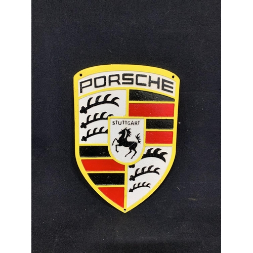 753 - Cast Iron Porsche Garage Sign, height 29 cms