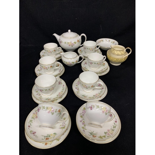 756 - Wedgwood Mirabelle Teaware, Teapot & 2 bowls - 28 pieces, plus Midwinter milk & Sugar