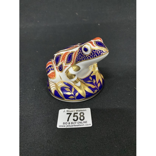 758 - Royal Crown Derby Frog Paperweight