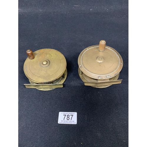 787 - Two vintage Brass Reels