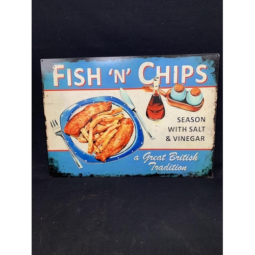 992 - Metal Fish and Chip sign 70 x 50 cms