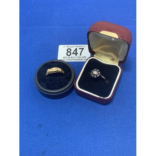 847 - Two 18ct Gold Dress Rings, gross weight 3.8 gms